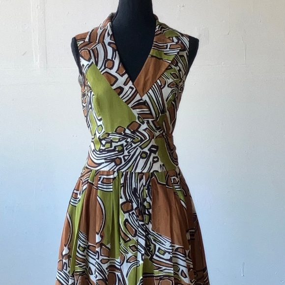 Stylish Brown and Green Midi Dress - Picture 12 of 13